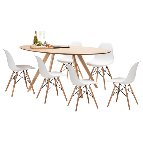 Continental Designs Betty Dining Table Set with 6 Replica Eames Chairs ...