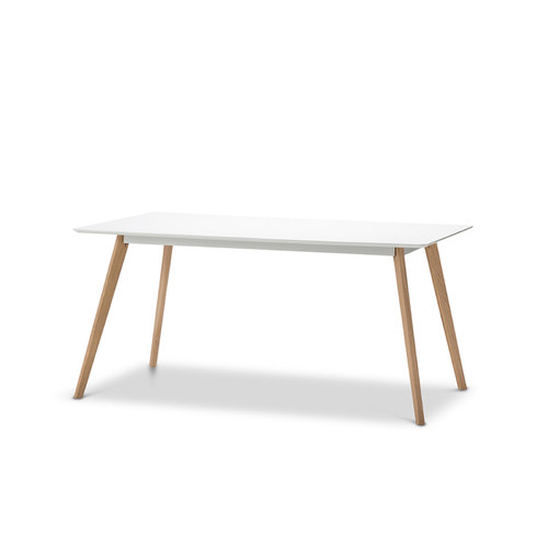 White Scandi Dining Table Set with 4 White Padded Eames Chairs Temple & ster