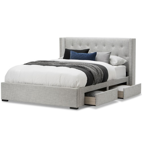 Continental Designs Light Grey Roxane Upholstered Queen Bed | Temple ...