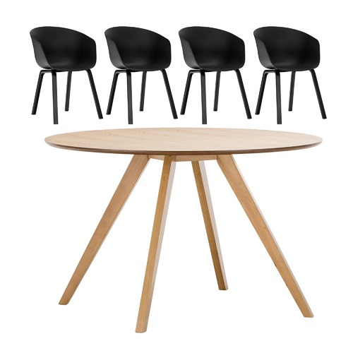 Milari Round Dining Table With Black, Round Dining Table With 6 Chairs Set