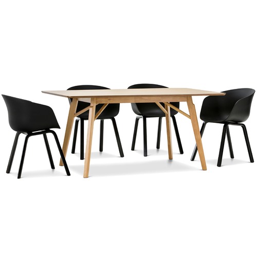 Alysa Dining Table With Black Hay Scoop Replica Chairs Set