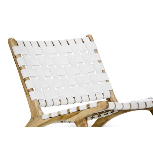 Lazie Woven Leather & Teak Lounge Chair