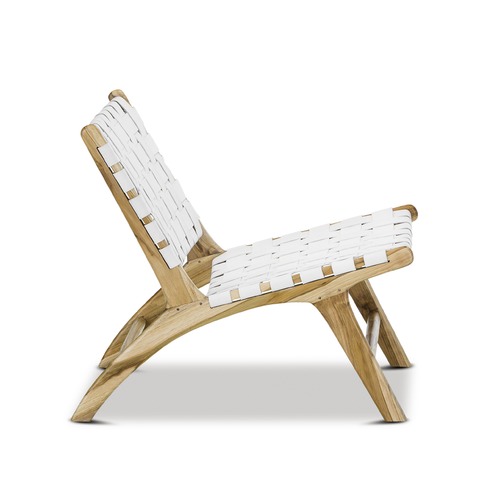 Lazie Woven Leather & Teak Lounge Chair