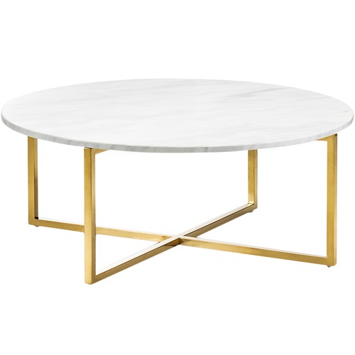 Continental Designs Luxe Milan Marble, Coffee Table Metal Base Marble Top