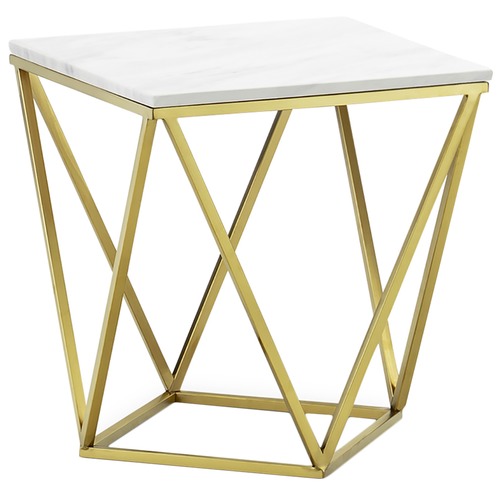 Brushed Gold Luxe Katherine Marble Side Table Temple Webster