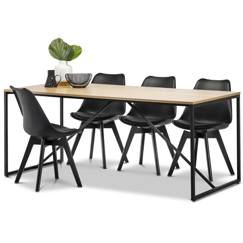 Macy Dining Table & Black Eames Replica Chairs Set ...