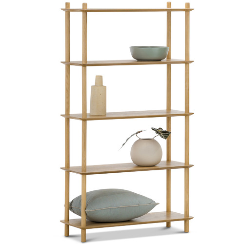 Natural Harper 5 Tier Wooden Bookshelf