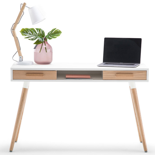 Natural & White Myst 2 Drawer Desk