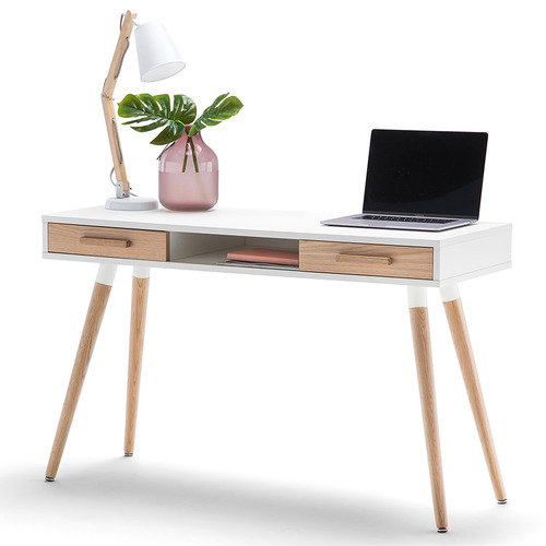 Natural & White Myst 2 Drawer Desk