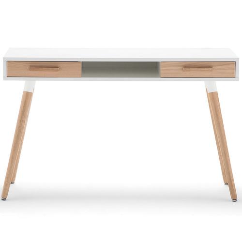 Natural & White Myst 2 Drawer Desk