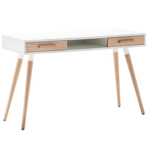 Continental Designs Natural & White Myst 2 Drawer Desk | Temple & Webster