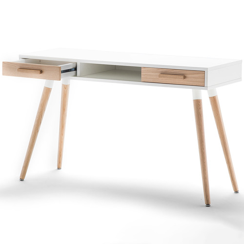 Continental Designs Natural & White Myst 2 Drawer Desk | Temple & Webster