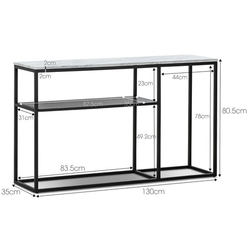 130cm Franceso Cultured Marble-Top Console Table