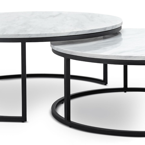 2 Piece Hanslo Marble-Top Nesting Coffee Table Set