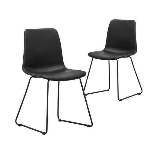 Continental Designs Black Sadel Faux Leather Dining Chairs | Temple ...