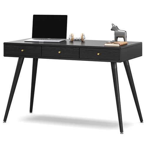 Black Einar Oak Wood Study Desk