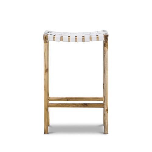 66cm Cassie Leather & Teak Counter Stool