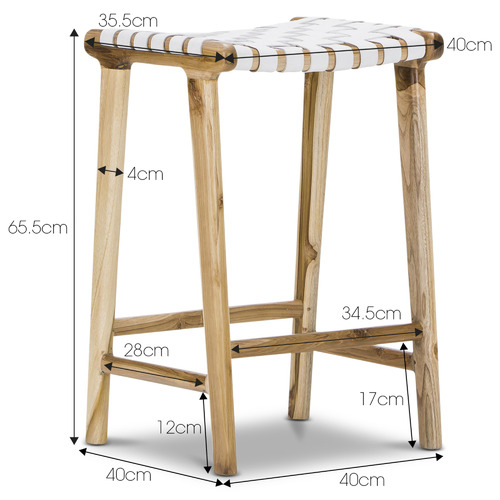 66cm Cassie Leather & Teak Counter Stool