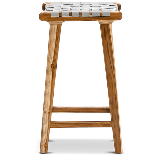 66cm Cassie Leather & Teak Counter Stool