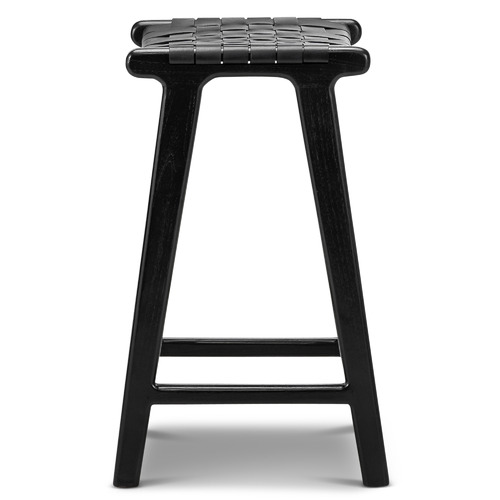 66cm Cassie Leather & Teak Counter Stool