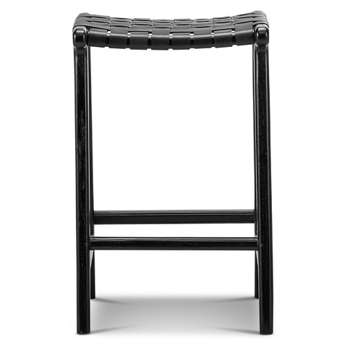 66cm Cassie Leather & Teak Counter Stool