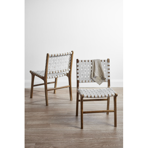 Continental Designs Cassie Woven Leather Teak Dining Chairs