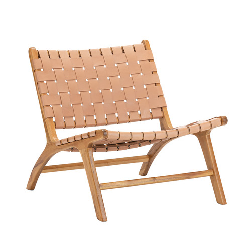 Casey Woven Cowhide Leather Lounge Chair