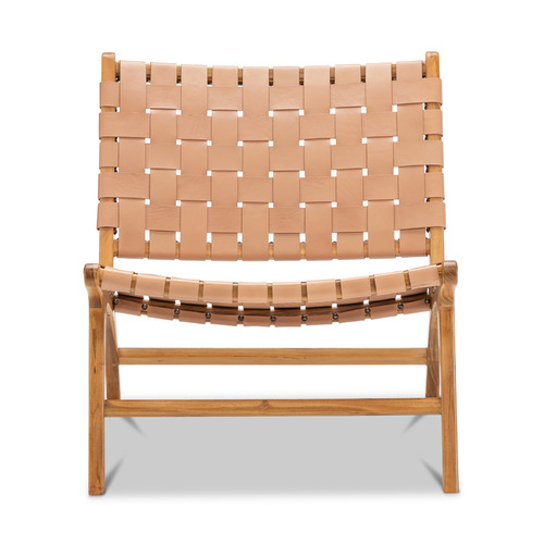 Casey Woven Cowhide Leather Lounge Chair