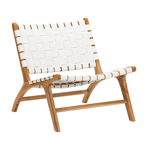 Casey Woven Cowhide Leather Lounge Chair