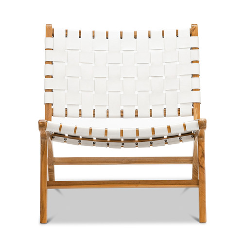 Casey Woven Cowhide Leather Lounge Chair