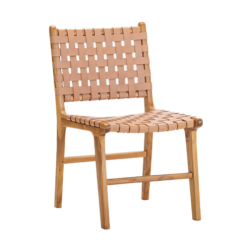 Casey Woven Cowhide Leather Dining Chairs