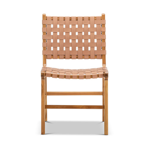 Casey Woven Cowhide Leather Dining Chairs