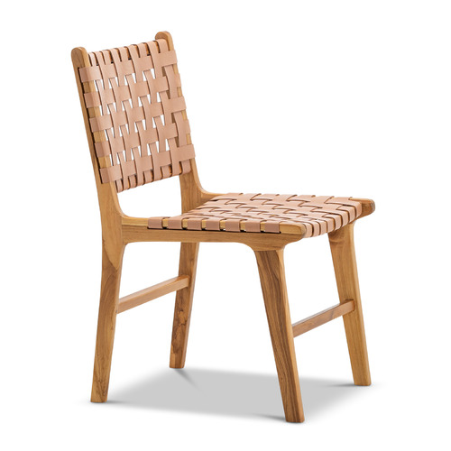Casey Woven Cowhide Leather Dining Chairs
