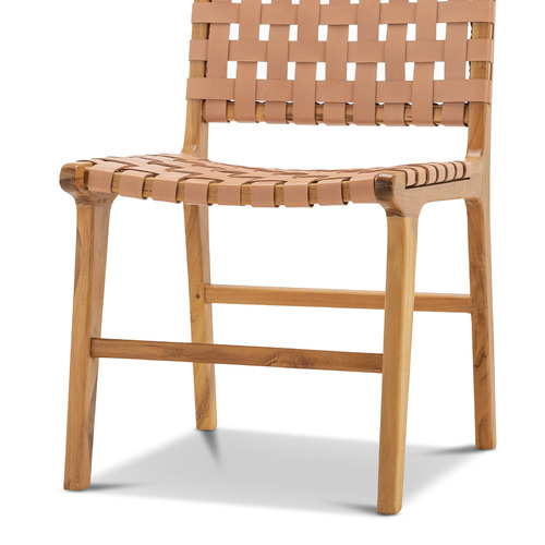 Casey Woven Cowhide Leather Dining Chairs