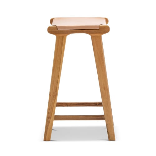 66cm Casey Flat Cowhide Leather Barstool