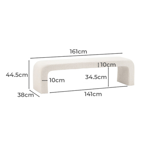 Cream Harper 160cm Boucle Bench