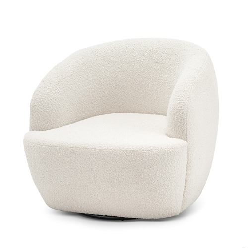 Continental Designs Cream Cuddle Swivel Boucle Armchair | Temple & Webster