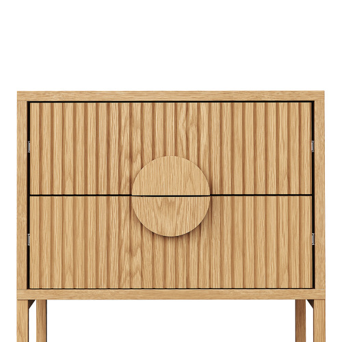 Tessa 2 Drawer Ripple Slatted Bedside Table