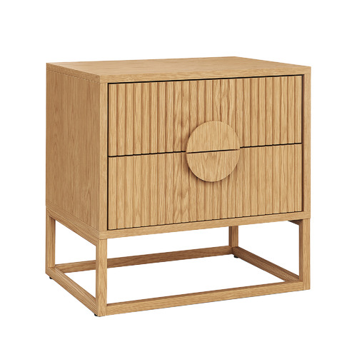 Tessa 2 Drawer Ripple Slatted Bedside Table