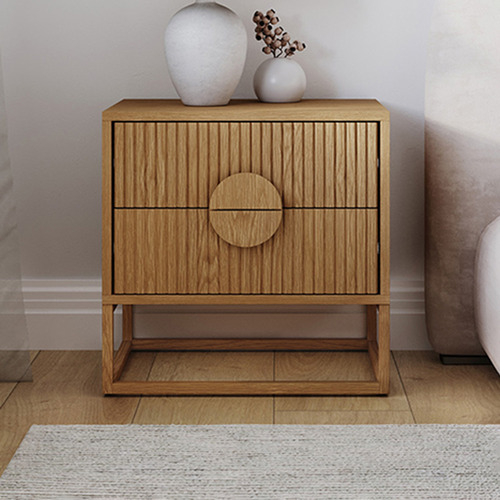 Tessa 2 Drawer Ripple Slatted Bedside Table