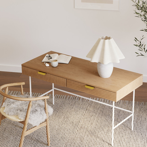 Thalia 2 Drawer Ripple Slatted Desk
