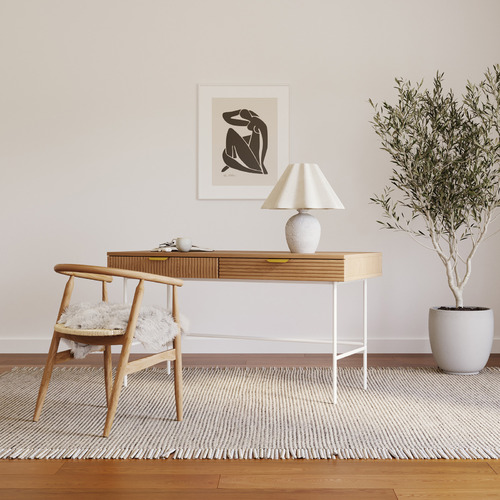 Thalia 2 Drawer Ripple Slatted Desk