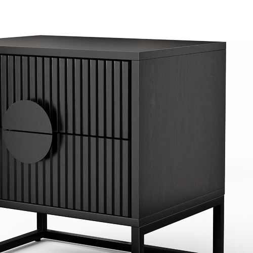 Tessa 2 Drawer Ripple Slatted Bedside Table