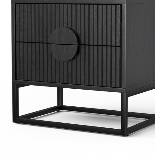 Tessa 2 Drawer Ripple Slatted Bedside Table