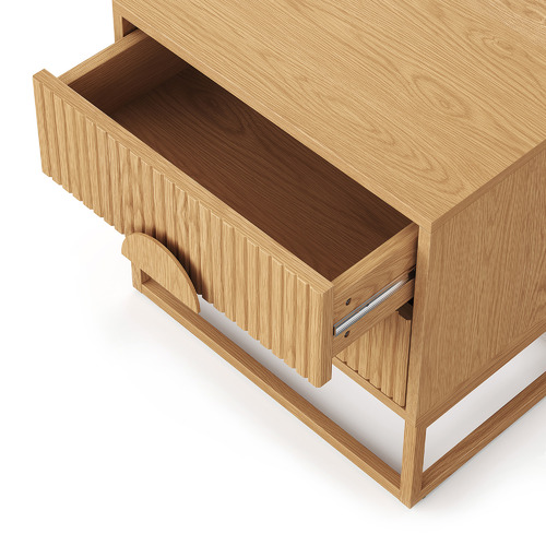 Tessa 2 Drawer Ripple Slatted Bedside Table