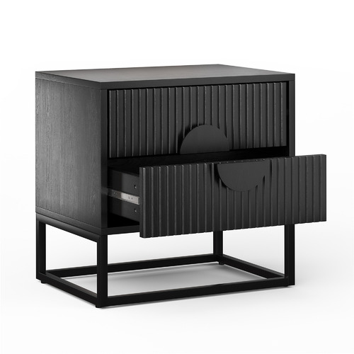 Tessa 2 Drawer Ripple Slatted Bedside Table