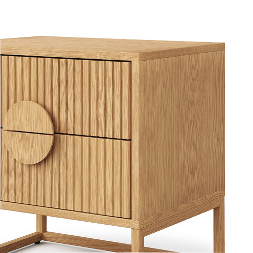 Tessa 2 Drawer Ripple Slatted Bedside Table