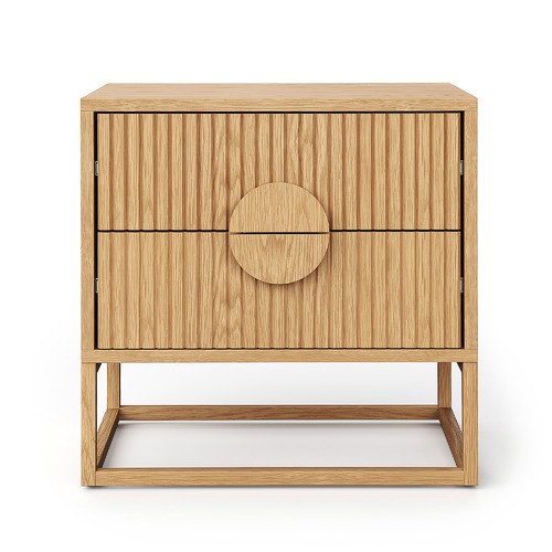 Tessa 2 Drawer Ripple Slatted Bedside Table
