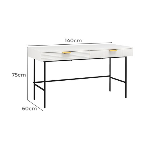 Thalia 2 Drawer Ripple Slatted Desk