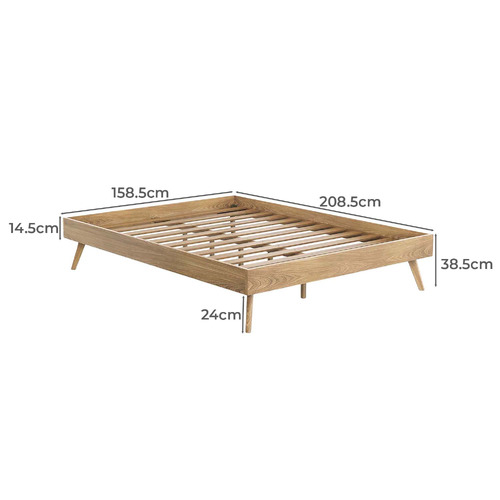 Malin Oak Wood Queen Bed Base